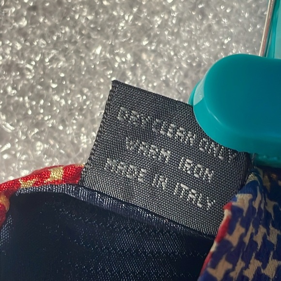 Ermenegildo Zegna Silk Tie Patriotic Red White & Blue Houndstooth Made in Italy - Picture 5 of 6